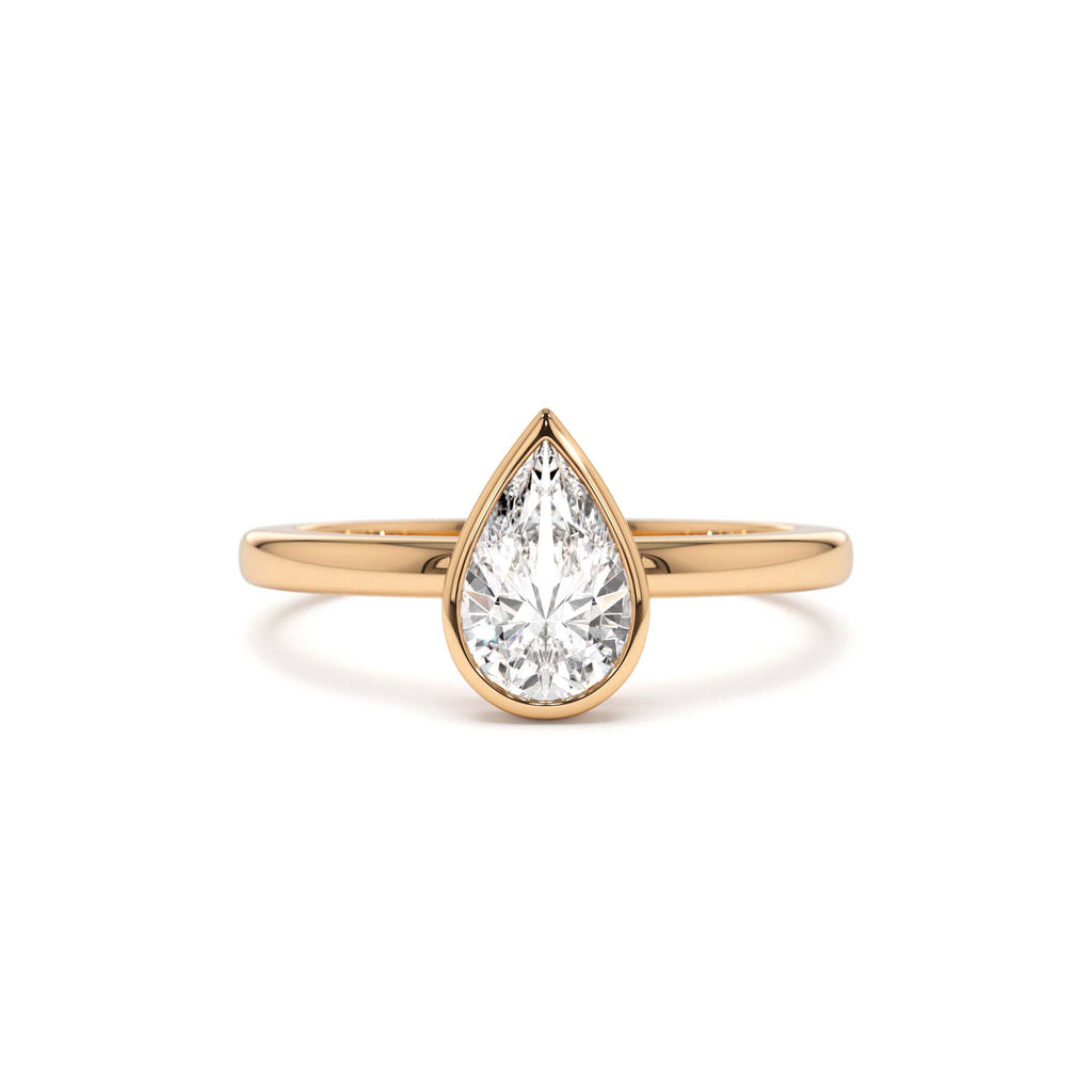 0.75 - 1.50 CTW 14K Bezel Setting Pear Shaped Lab Grown Diamond Engagement Ring - view 3