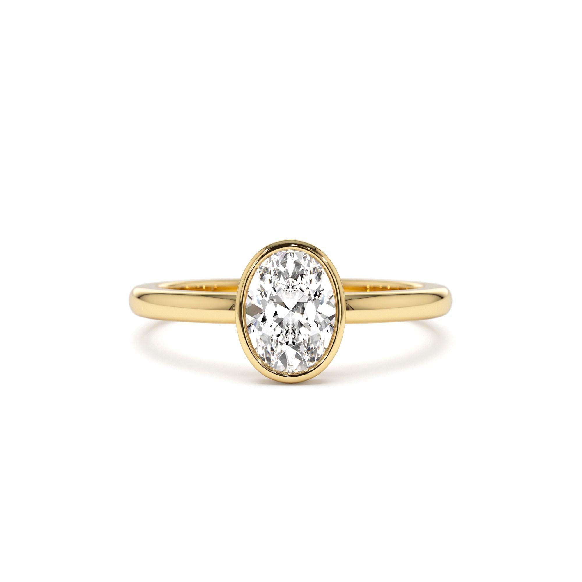 0.75 - 1.50 CTW 14K Bezel Setting Oval Shaped Lab Grown Diamond Engagement Ring by Orlina Fine
