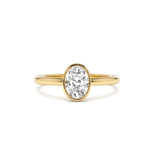 0.75 - 1.50 CTW 14K Bezel Setting Oval Shaped Lab Grown Diamond Engagement Ring by Orlina Fine