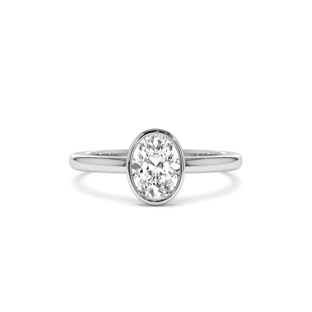 0.75 - 1.50 CTW 14K Bezel Setting Oval Shaped Lab Grown Diamond Engagement Ring - view 2