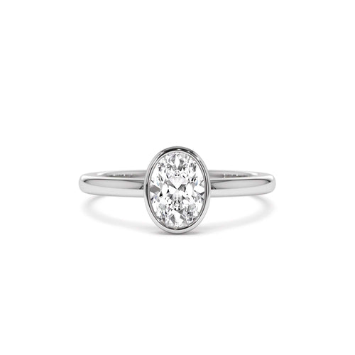 0.75 - 1.50 CTW 14K Bezel Setting Oval Shaped Lab Grown Diamond Engagement Ring - view 2