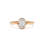 0.75 - 1.50 CTW 14K Bezel Setting Oval Shaped Lab Grown Diamond Engagement Ring - view 3