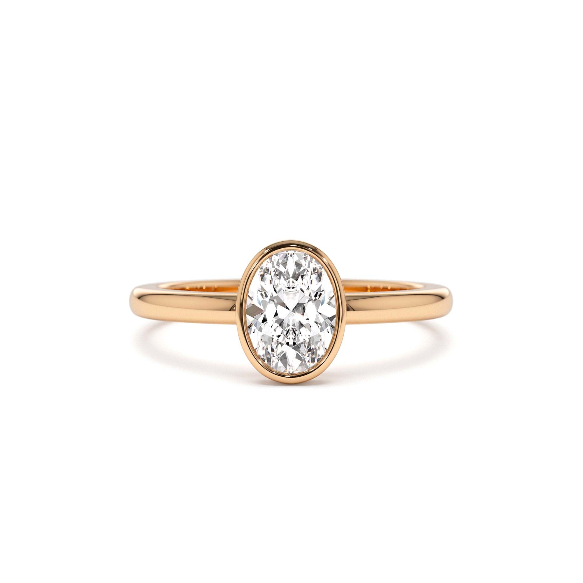 0.75 - 1.50 CTW 14K Bezel Setting Oval Shaped Lab Grown Diamond Engagement Ring - view 3
