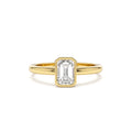 0.75 - 1.50 CTW 14K Bezel Setting Emerald Cut Lab Grown Diamond Engagement Ring by Orlina Fine