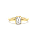 0.75 - 1.50 CTW 14K Bezel Setting Emerald Cut Lab Grown Diamond Engagement Ring by Orlina Fine