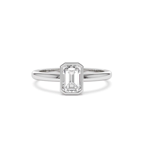 0.75 - 1.50 CTW 14K Bezel Setting Emerald Cut Lab Grown Diamond Engagement Ring - view 2