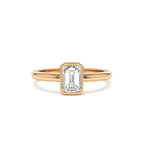 0.75 - 1.50 CTW 14K Bezel Setting Emerald Cut Lab Grown Diamond Engagement Ring - view 3