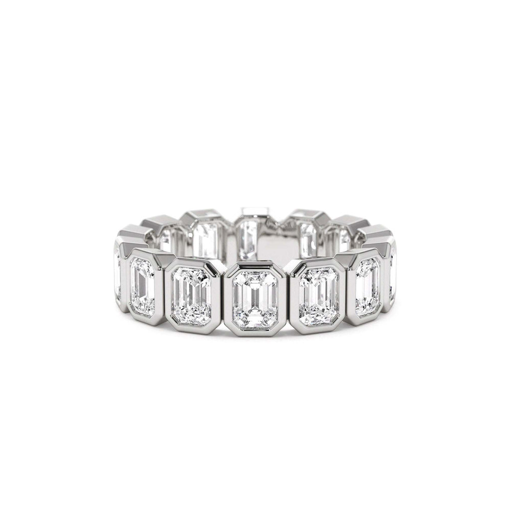 3.50 CTW 14K Bezel Setting Full Eternity Emerald Cut Lab Grown Diamond Wedding Ring - view 2