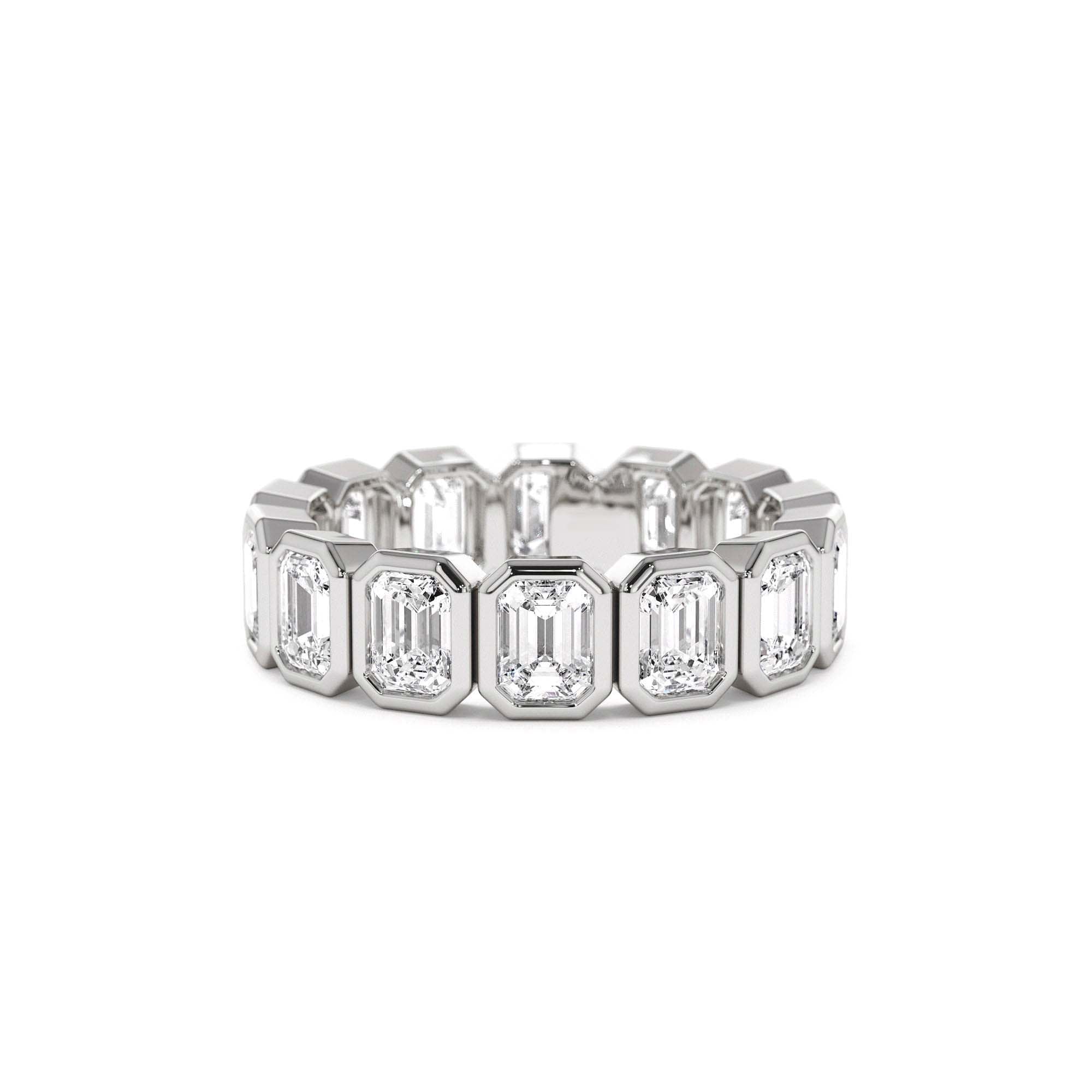3.50 CTW 14K Bezel Setting Full Eternity Emerald Cut Lab Grown Diamond Wedding Ring - view 2