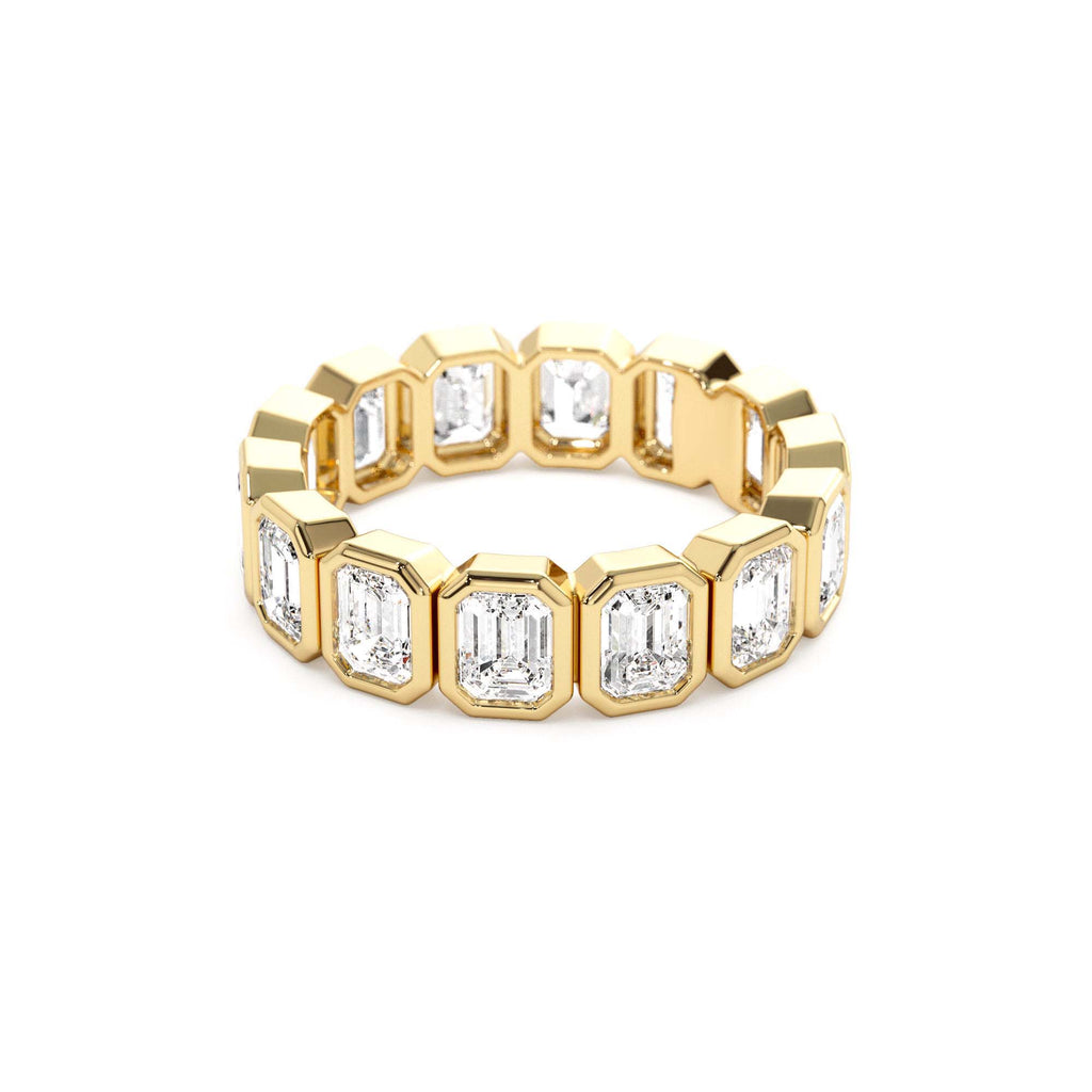 3.50 CTW 14K Bezel Setting Full Eternity Emerald Cut Lab Grown Diamond Wedding Ring - view 4