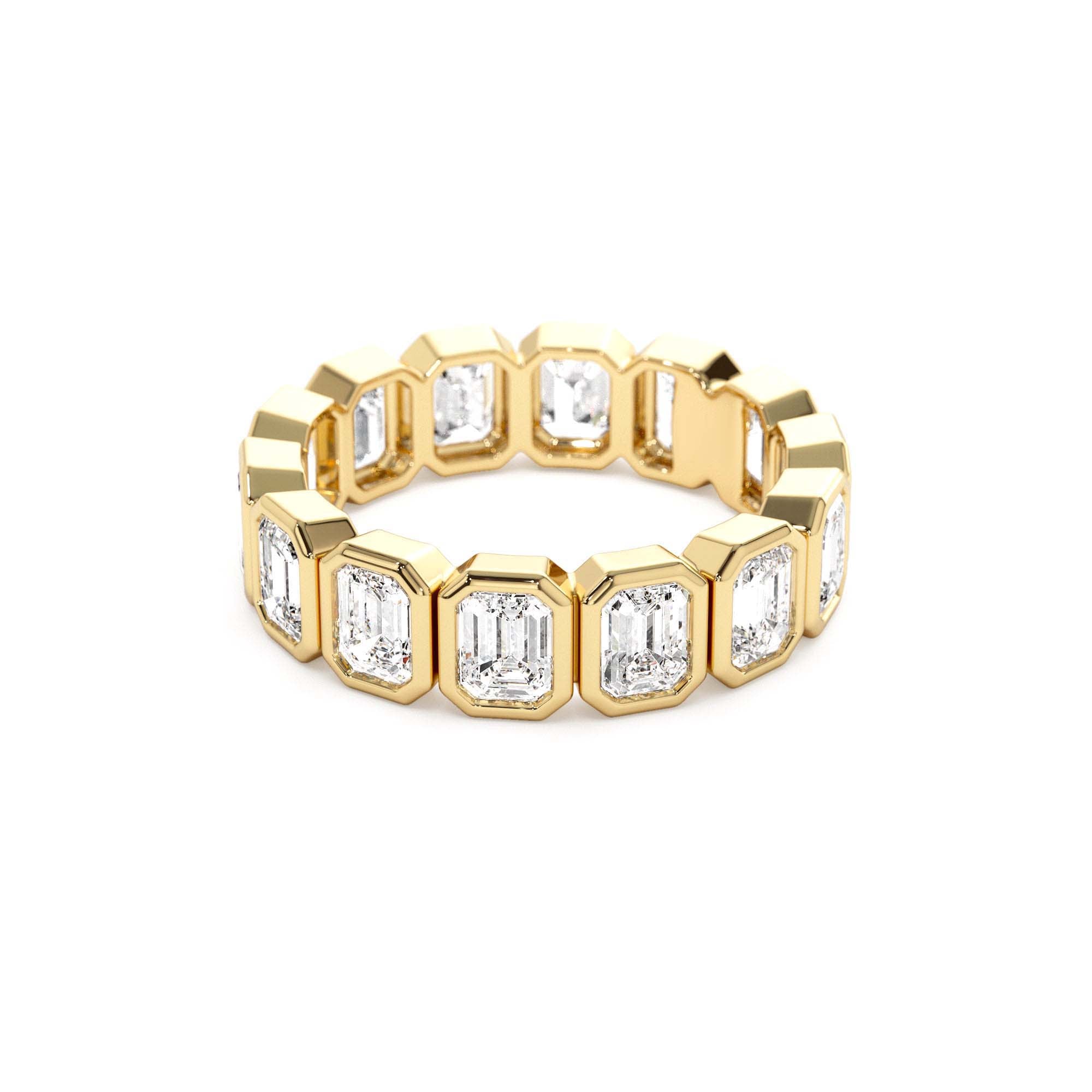 3.50 CTW 14K Bezel Setting Full Eternity Emerald Cut Lab Grown Diamond Wedding Ring - view 4
