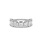 1.90 CTW 14K Bezel Setting Nine Stone Emerald Cut Lab Grown Diamond Wedding Ring - view 2