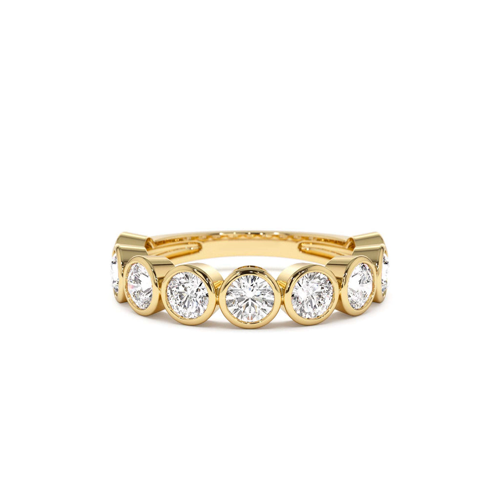 1.75 CTW 14K Bezel Setting Nine Stone Round Lab Grown Diamond Wedding Ring by Orlina Fine