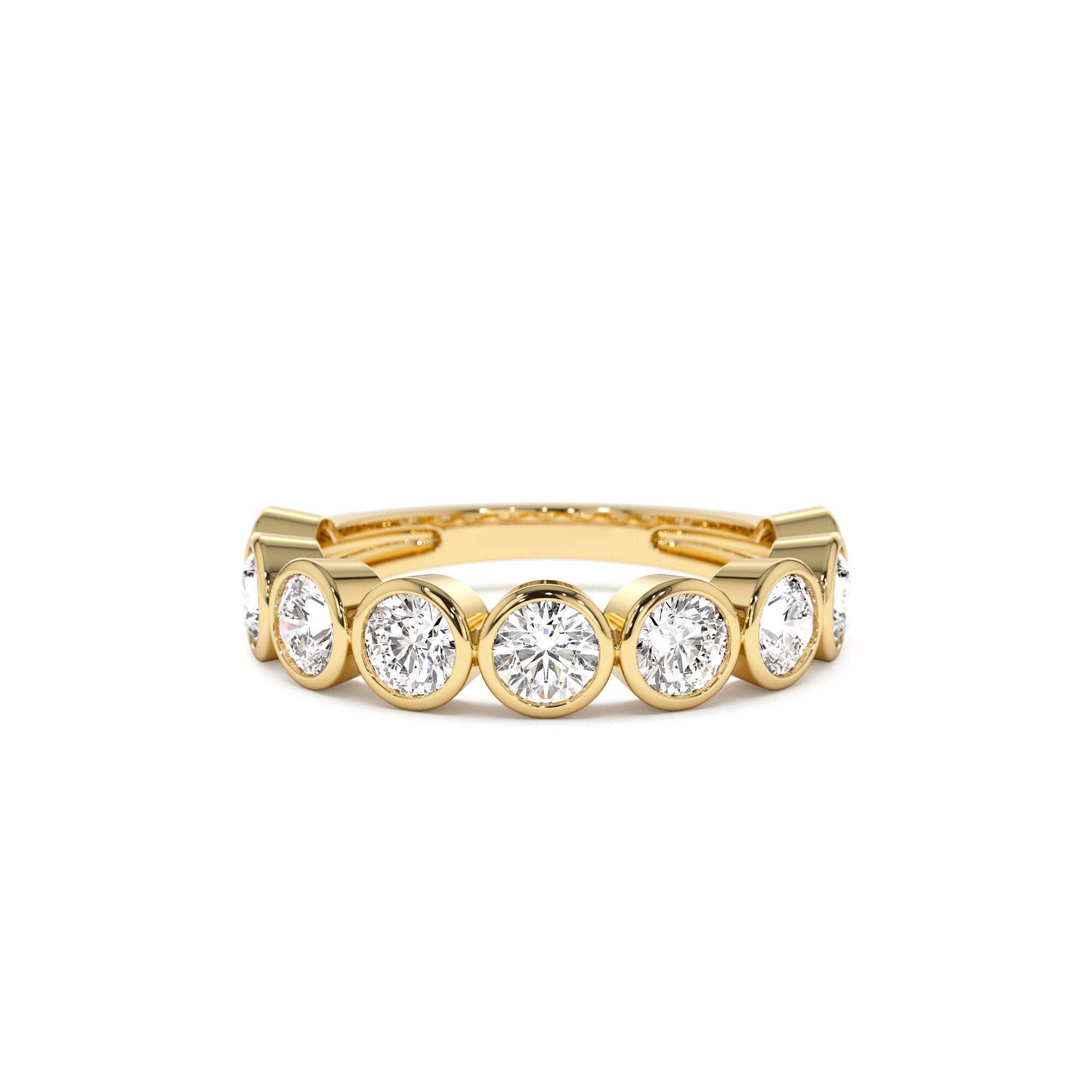 1.75 CTW 14K Bezel Setting Nine Stone Round Lab Grown Diamond Wedding Ring by Orlina Fine