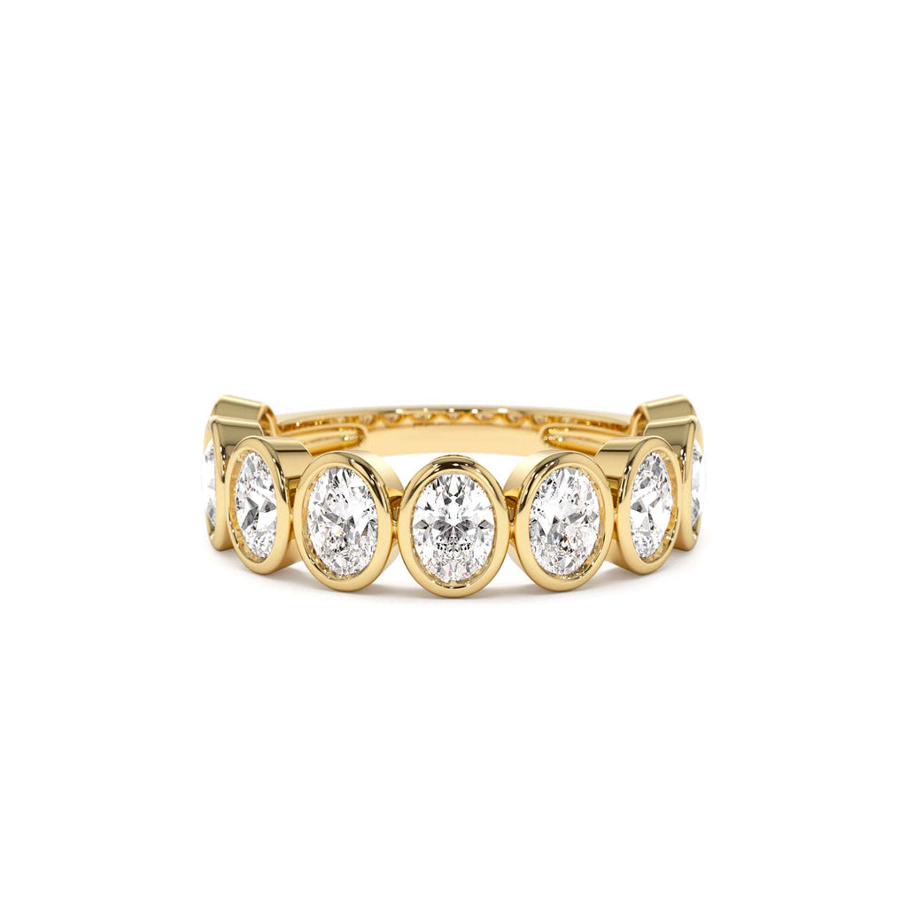 1.75 CTW 14K Bezel Setting Nine Stone Oval Shape Lab Grown Diamond Ring by Orlina Fine