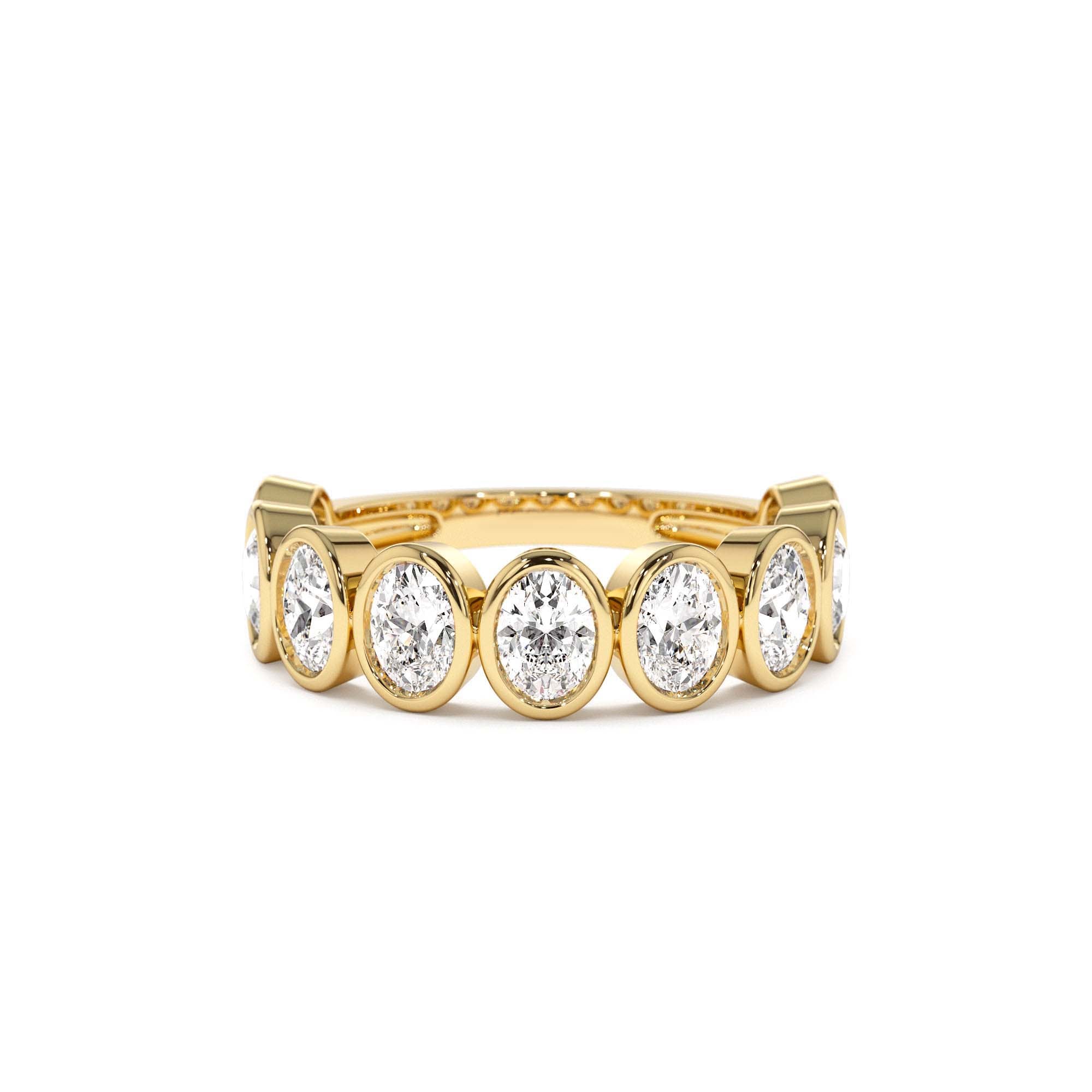 1.75 CTW 14K Bezel Setting Nine Stone Oval Shape Lab Grown Diamond Ring by Orlina Fine