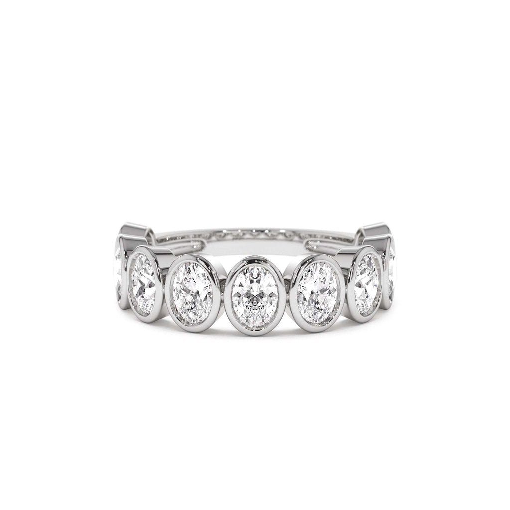 1.75 CTW 14K Bezel Setting Nine Stone Oval Shape Lab Grown Diamond Ring - view 2