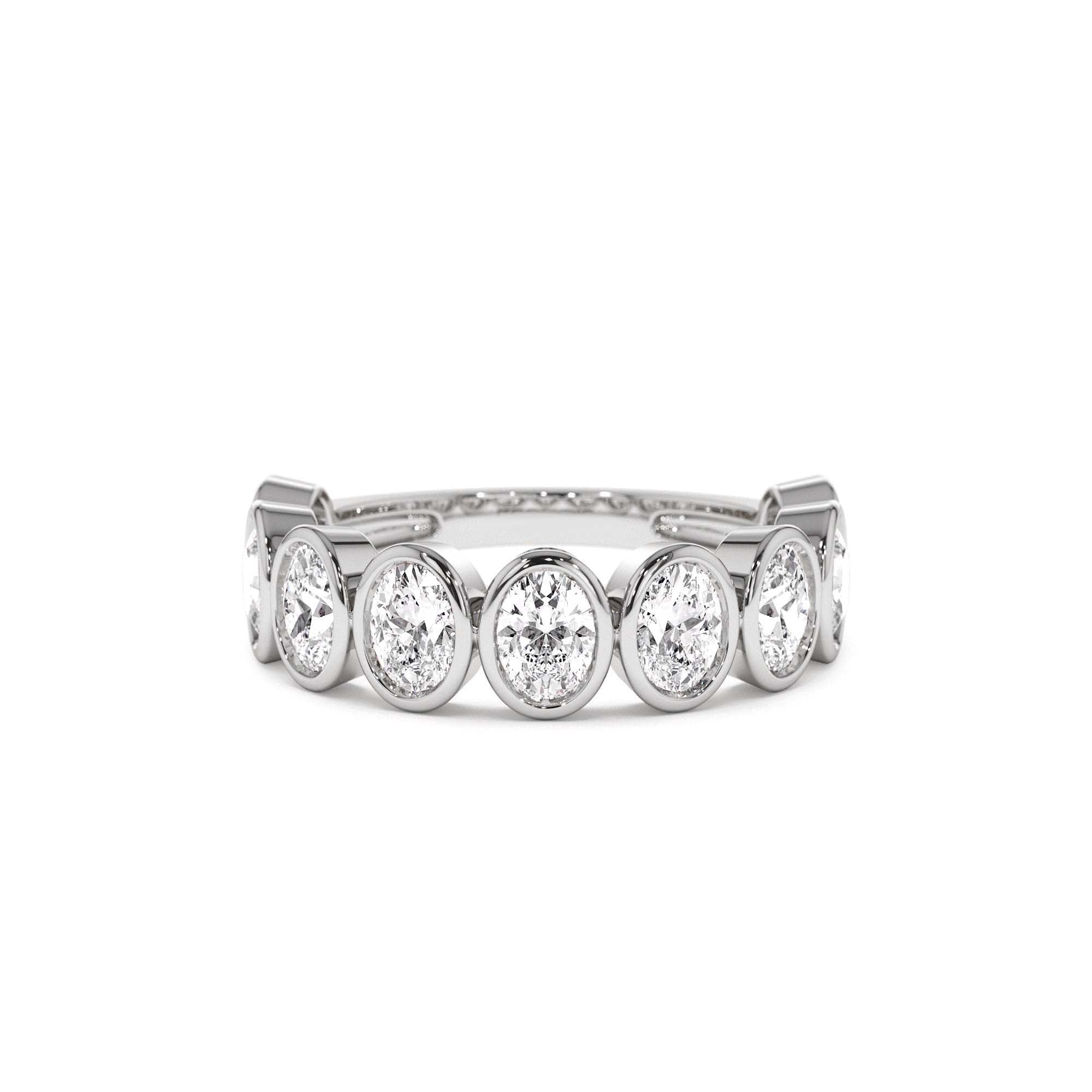 1.75 CTW 14K Bezel Setting Nine Stone Oval Shape Lab Grown Diamond Ring - view 2