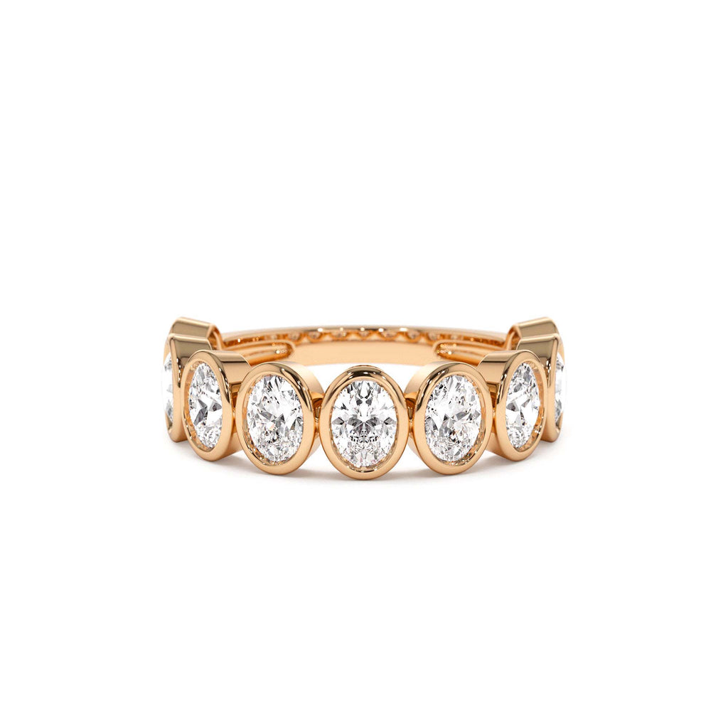 1.75 CTW 14K Bezel Setting Nine Stone Oval Shape Lab Grown Diamond Ring - view 3