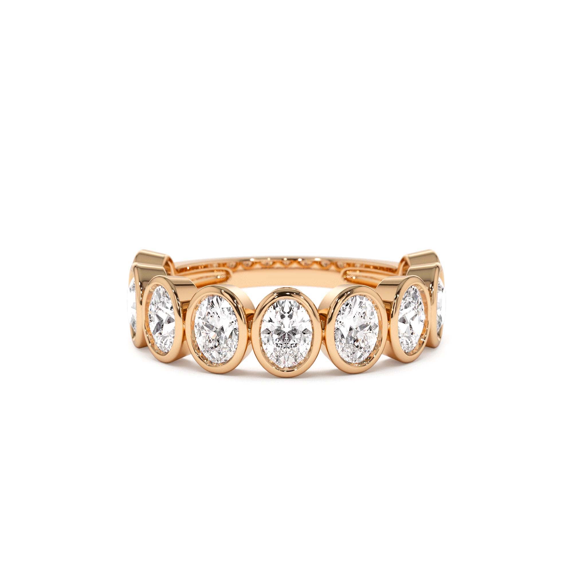 1.75 CTW 14K Bezel Setting Nine Stone Oval Shape Lab Grown Diamond Ring - view 3