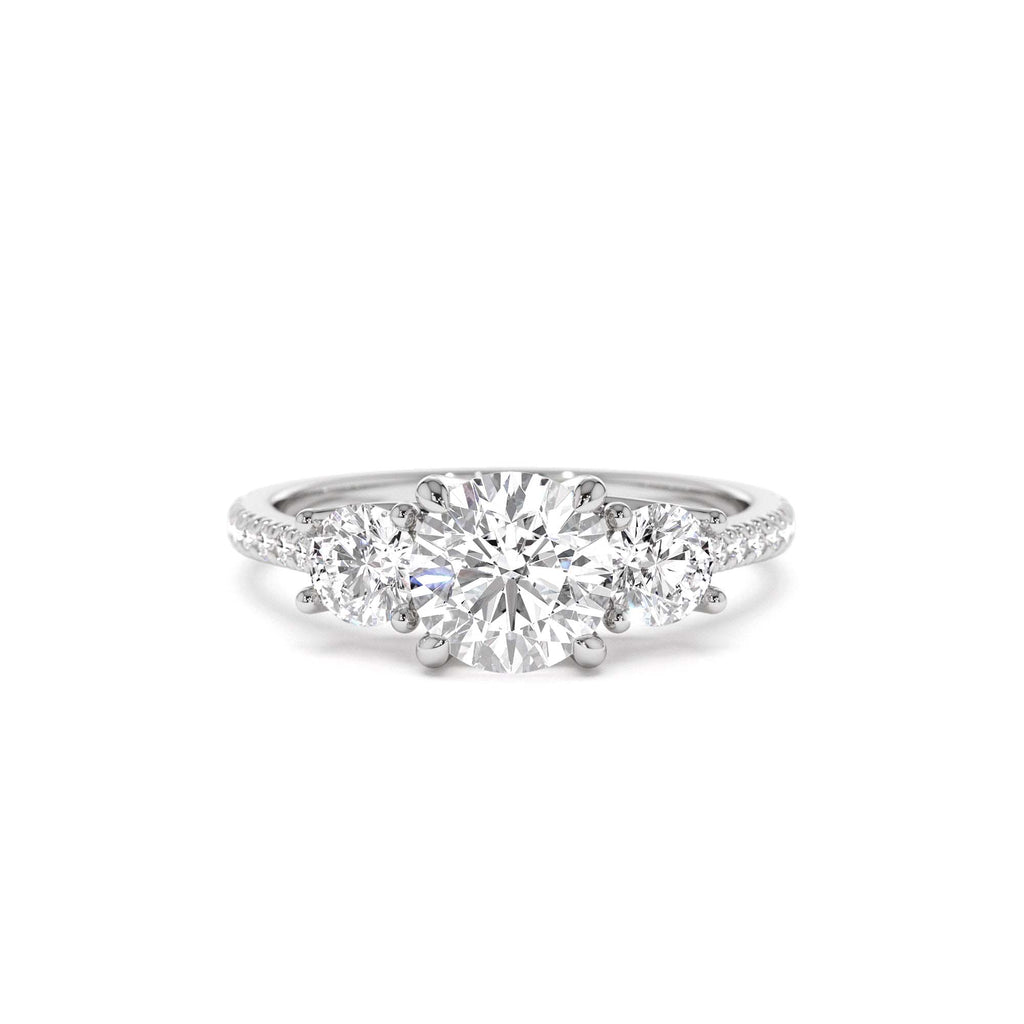 1.65 CTW 14K Three Stone with Pave Shank Round Lab Grown Diamond Engagement Ring - view 2