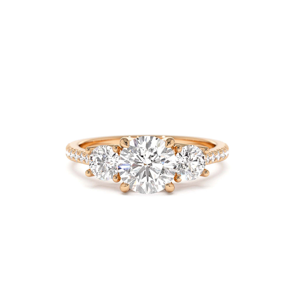 1.65 CTW 14K Three Stone with Pave Shank Round Lab Grown Diamond Engagement Ring - view 3