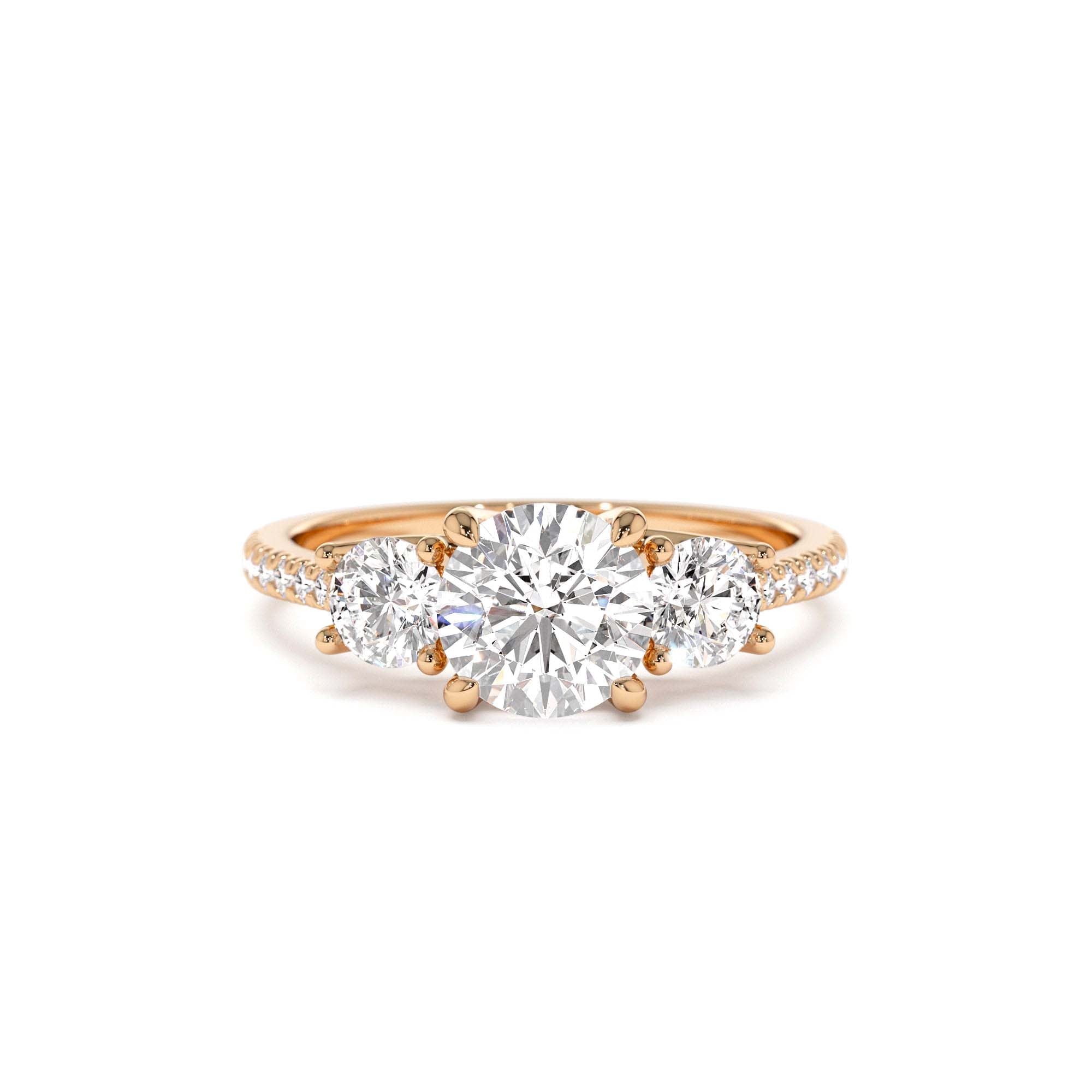 1.65 CTW 14K Three Stone with Pave Shank Round Lab Grown Diamond Engagement Ring - view 3