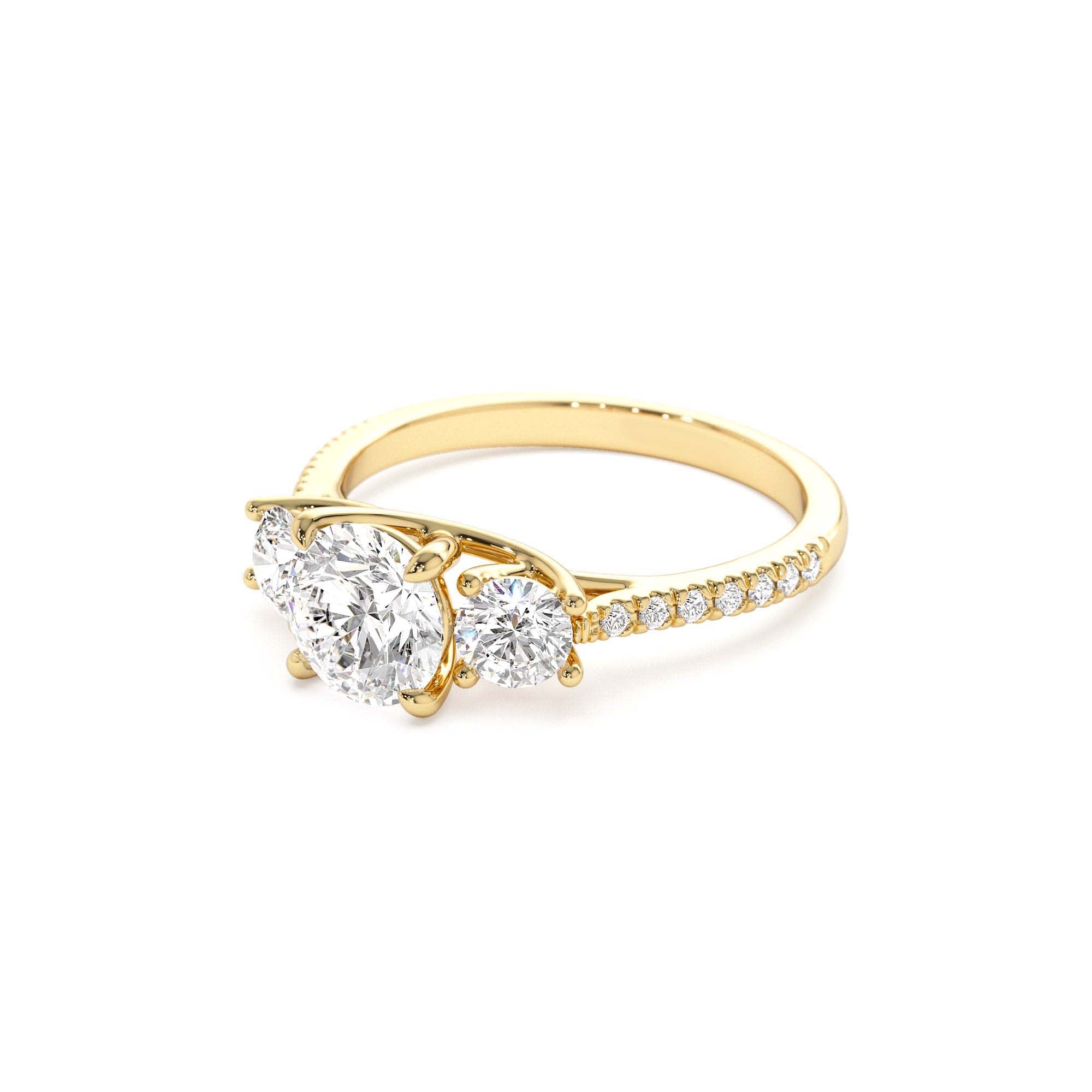 1.65 CTW 14K Three Stone with Pave Shank Round Lab Grown Diamond Engagement Ring - view 4