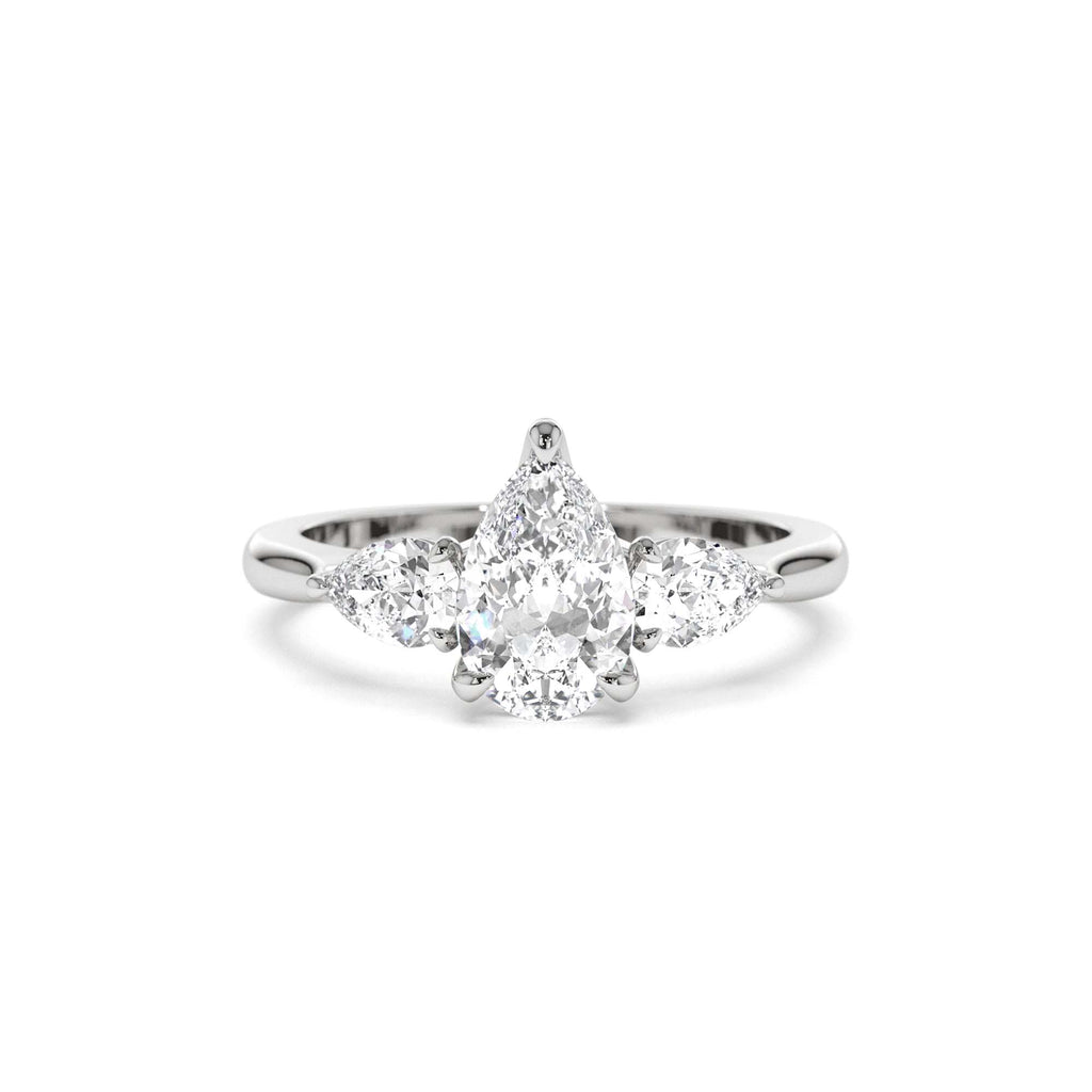1.50 CTW 14K Pear Shaped Lab Grown Diamond Three Stone Engagement Ring - view 2