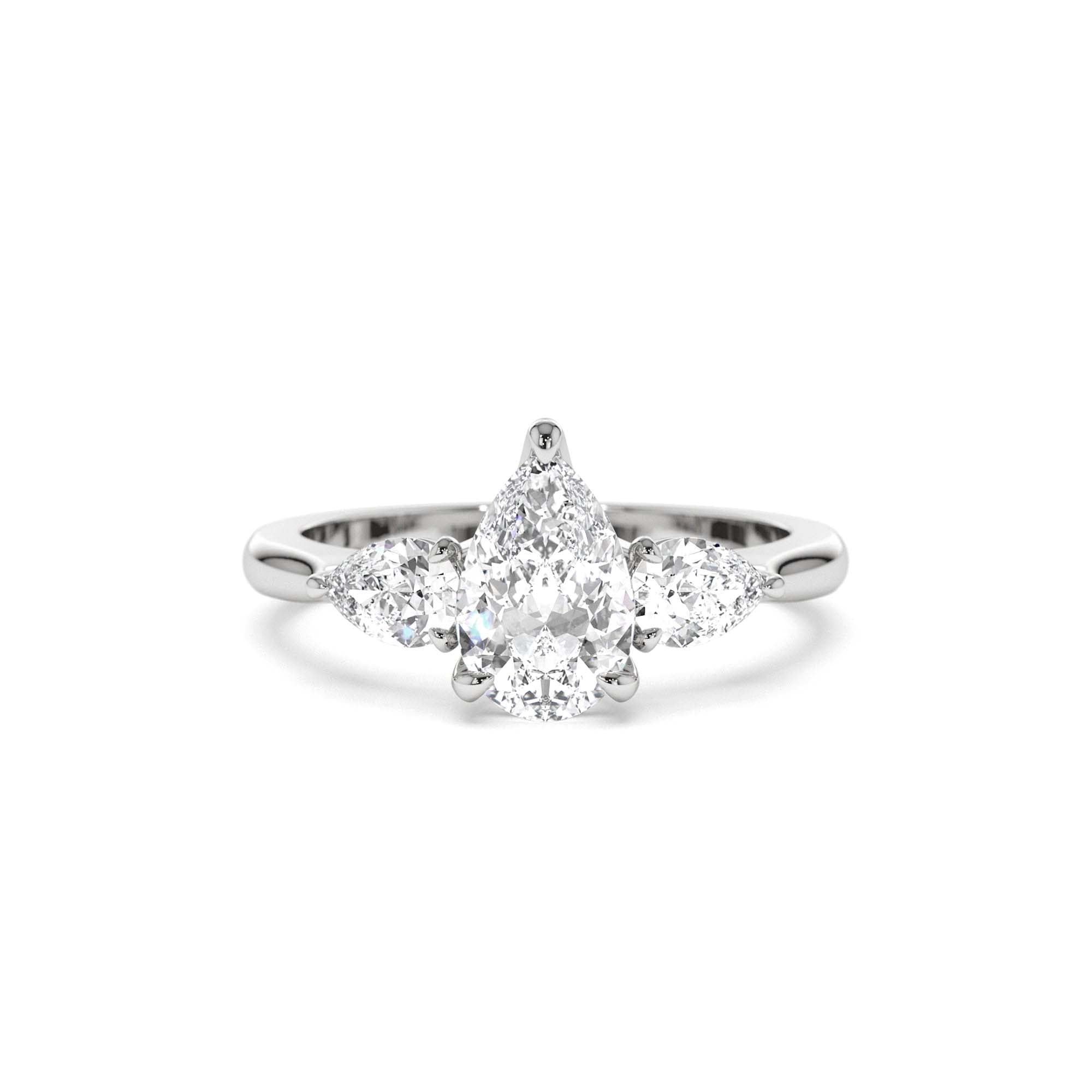 1.50 CTW 14K Pear Shaped Lab Grown Diamond Three Stone Engagement Ring - view 2