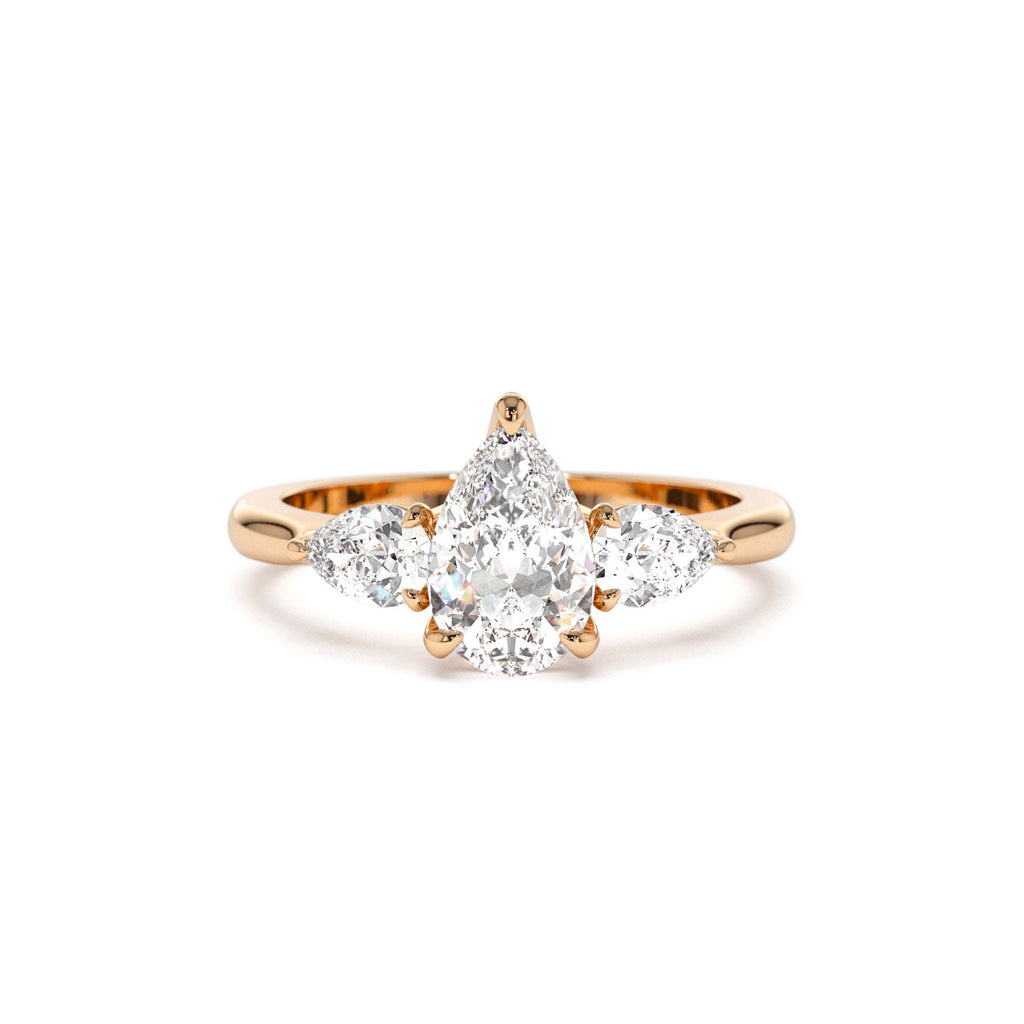 1.50 CTW 14K Pear Shaped Lab Grown Diamond Three Stone Engagement Ring - view 3