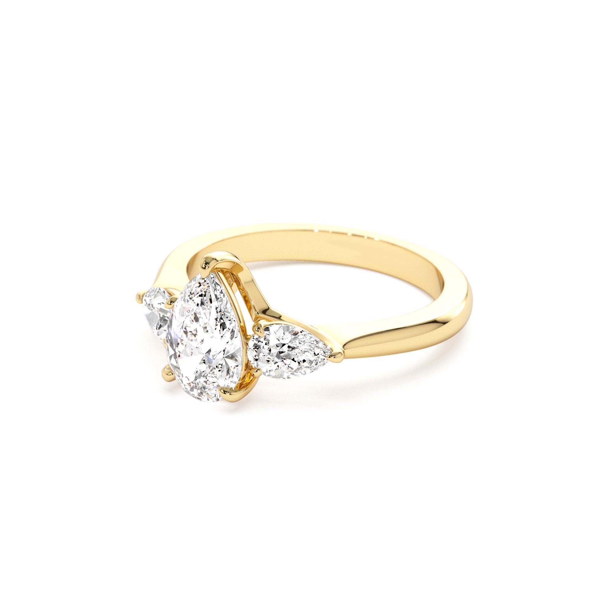 1.50 CTW 14K Pear Shaped Lab Grown Diamond Three Stone Engagement Ring - view 4