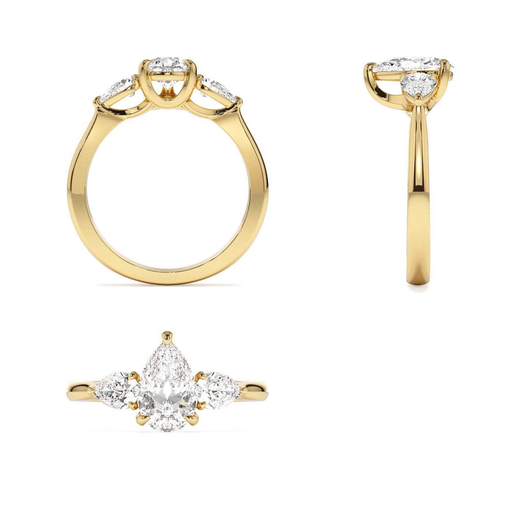1.50 CTW 14K Pear Shaped Lab Grown Diamond Three Stone Engagement Ring - view 5