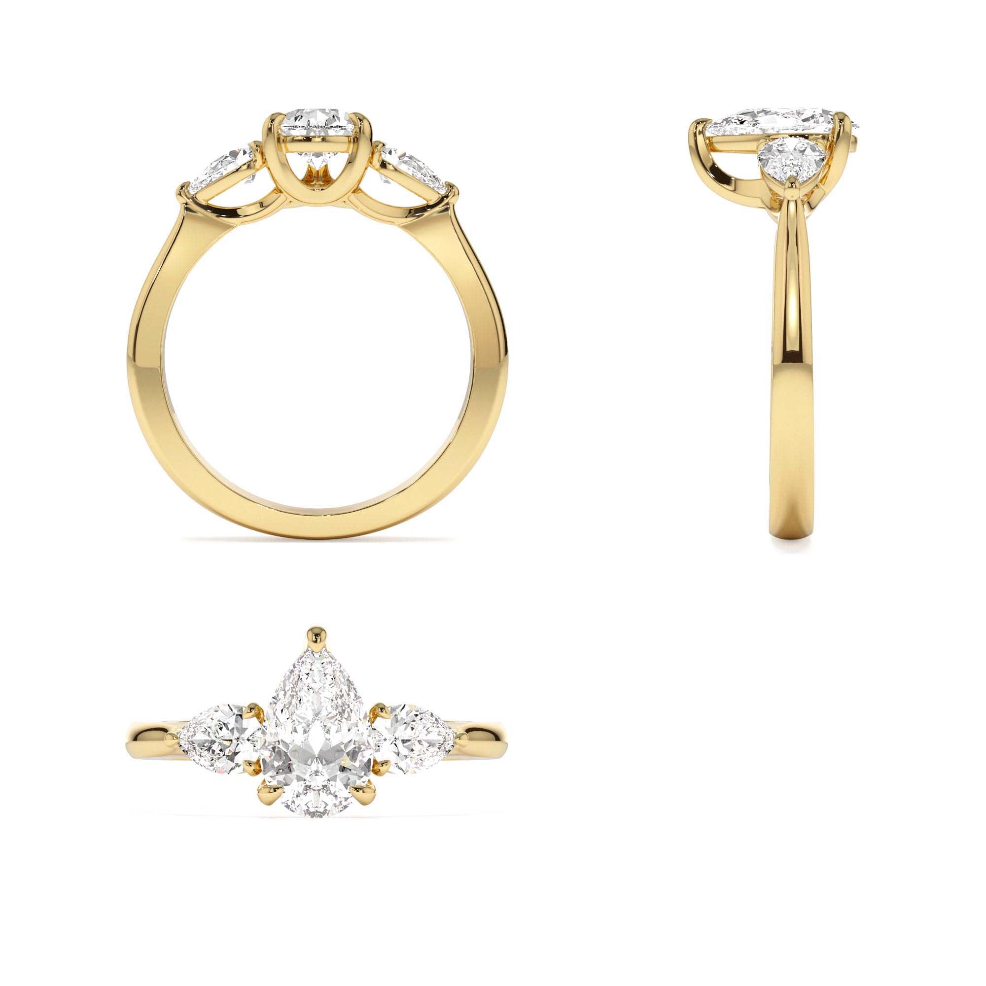 1.50 CTW 14K Pear Shaped Lab Grown Diamond Three Stone Engagement Ring - view 5