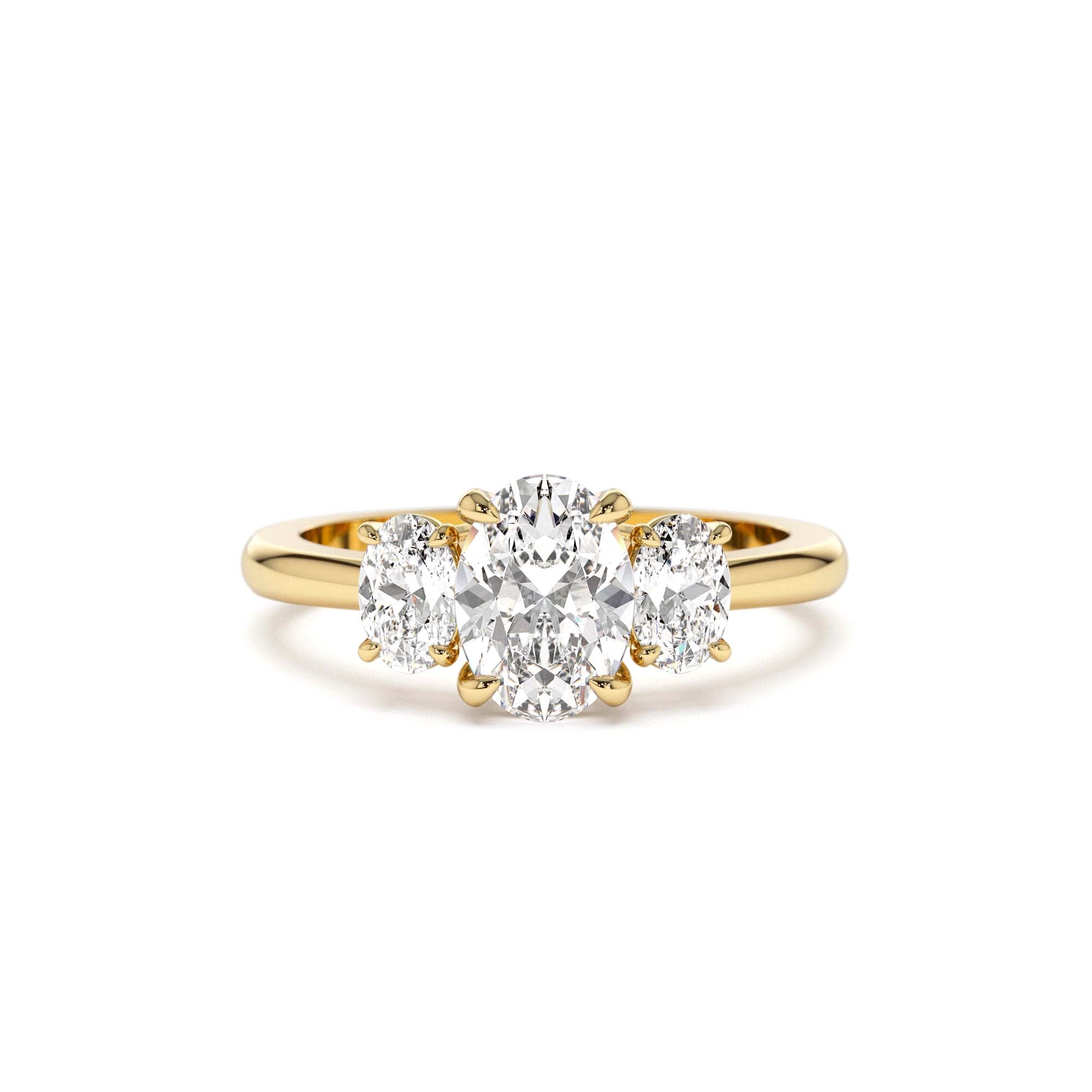 1.50 CTW 14K Oval Shape Lab Grown Diamond Three Stone Engagement Ring by Orlina Fine