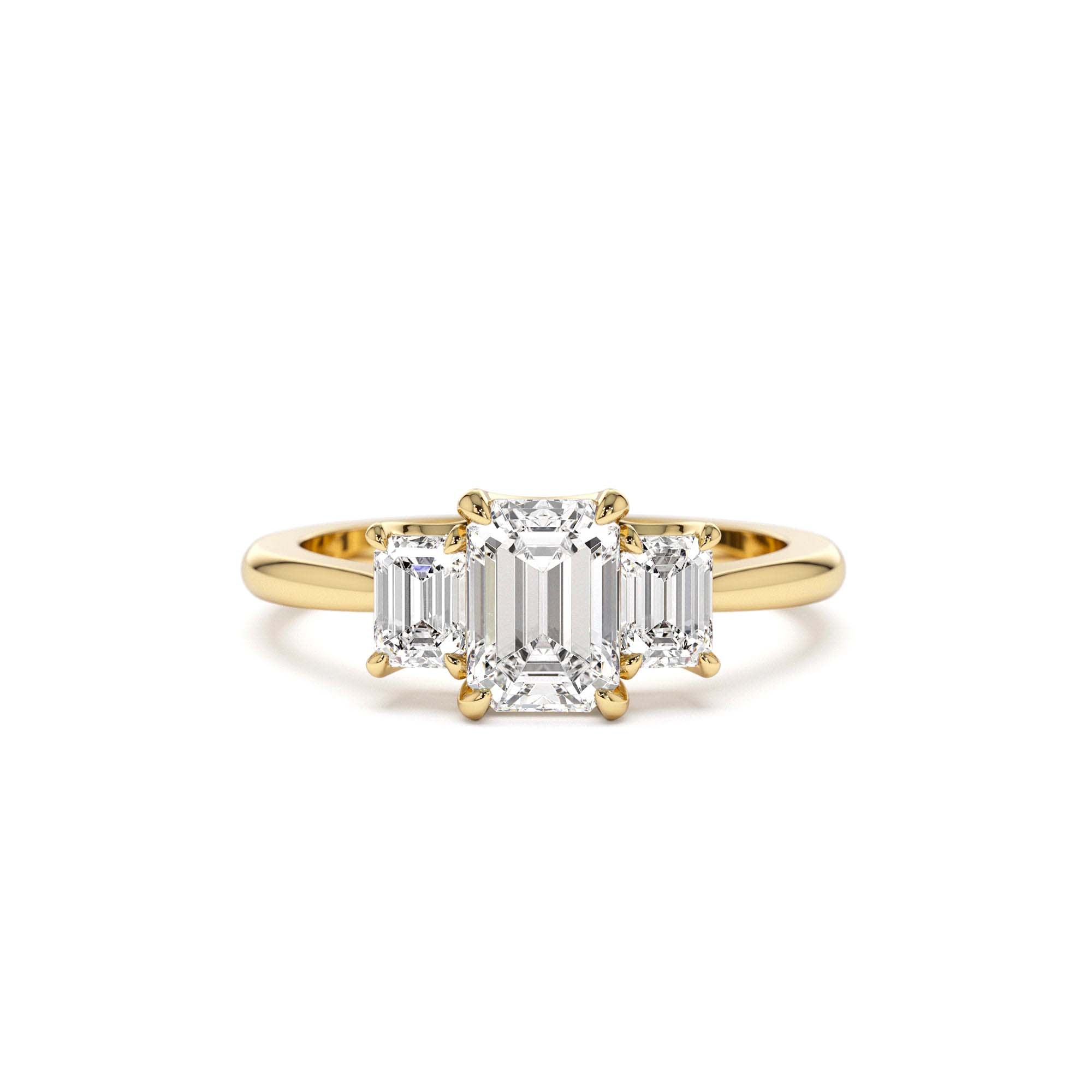 1.50 CTW 14K Emerald Cut Lab Grown Diamond Three Stone Engagement Ring by Orlina Fine