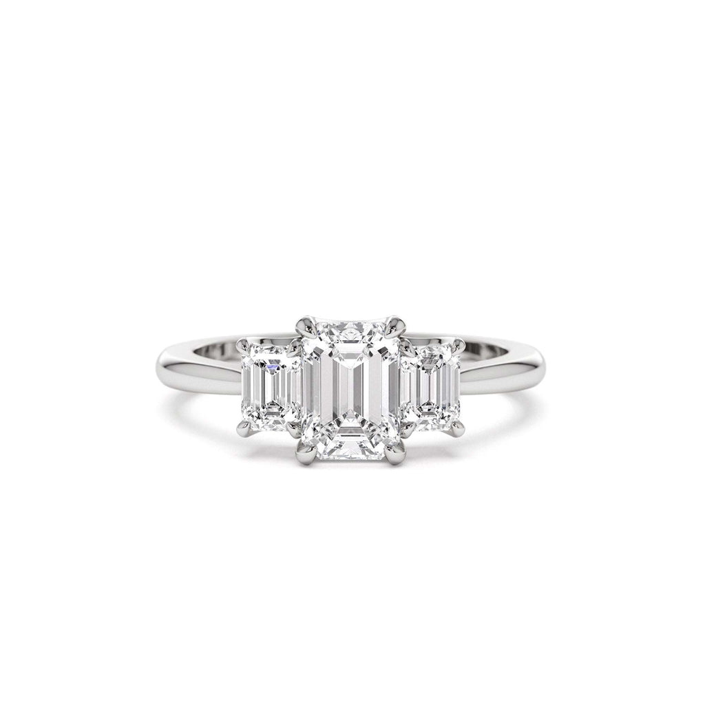 1.50 CTW 14K Emerald Cut Lab Grown Diamond Three Stone Engagement Ring - view 2