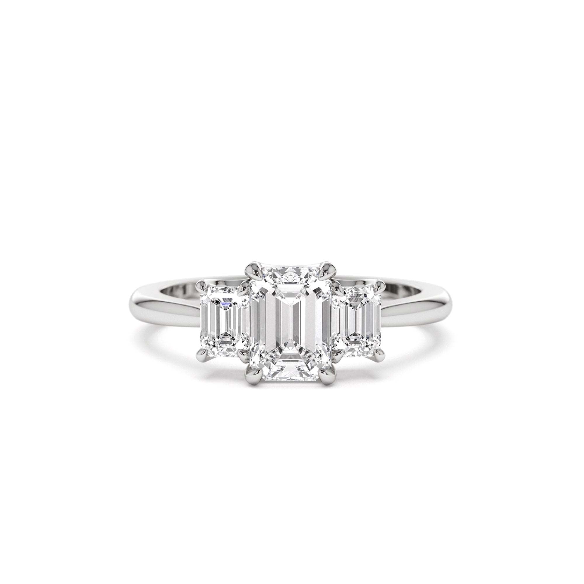 1.50 CTW 14K Emerald Cut Lab Grown Diamond Three Stone Engagement Ring - view 2