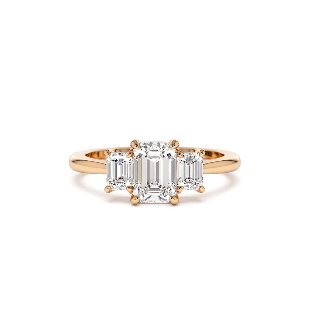 1.50 CTW 14K Emerald Cut Lab Grown Diamond Three Stone Engagement Ring - view 3