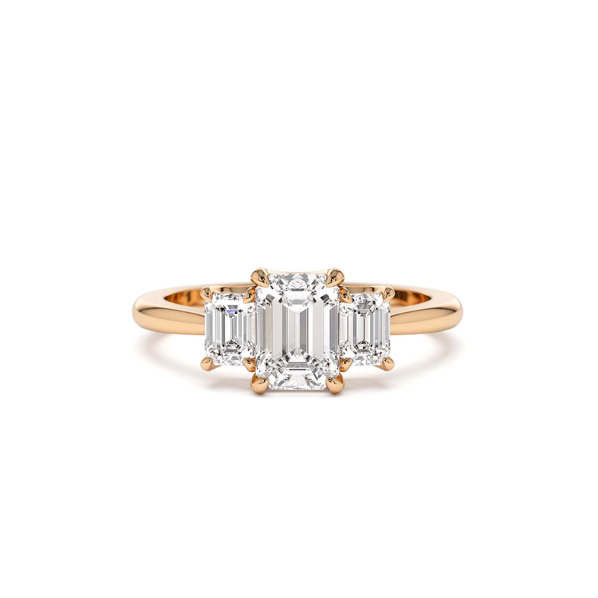 1.50 CTW 14K Emerald Cut Lab Grown Diamond Three Stone Engagement Ring - view 3