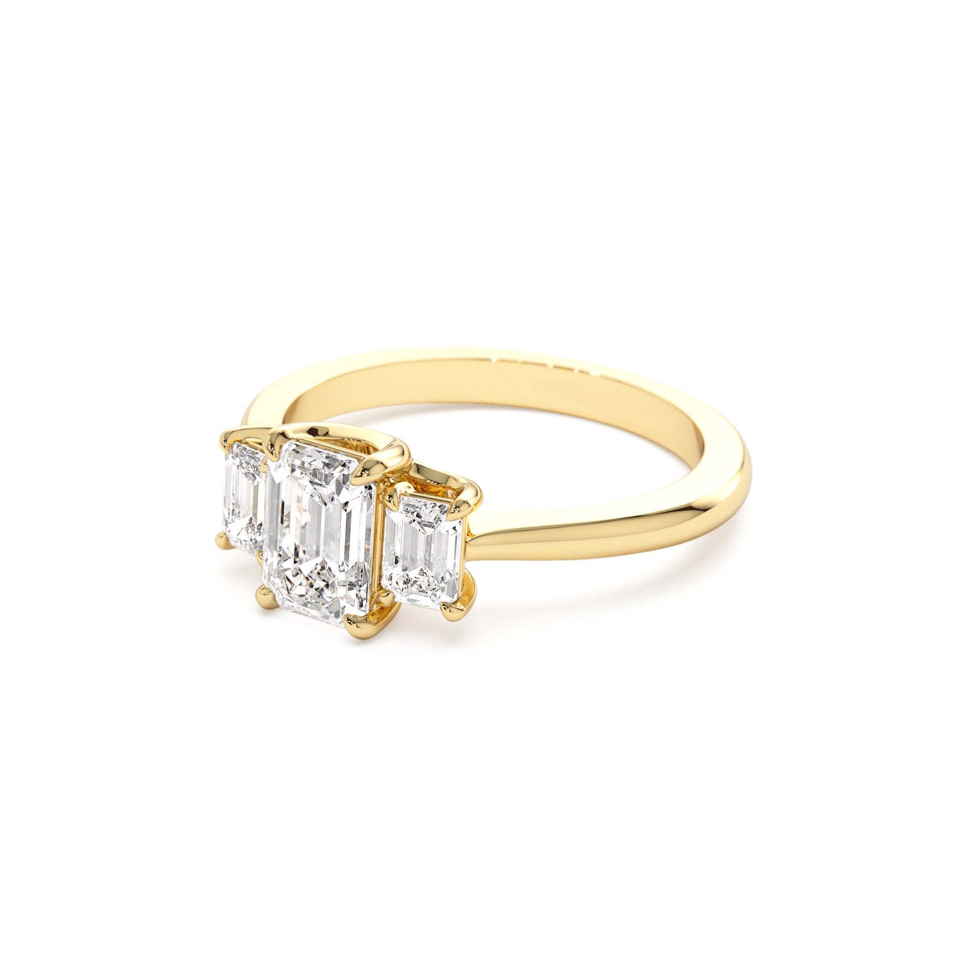 1.50 CTW 14K Emerald Cut Lab Grown Diamond Three Stone Engagement Ring - view 4