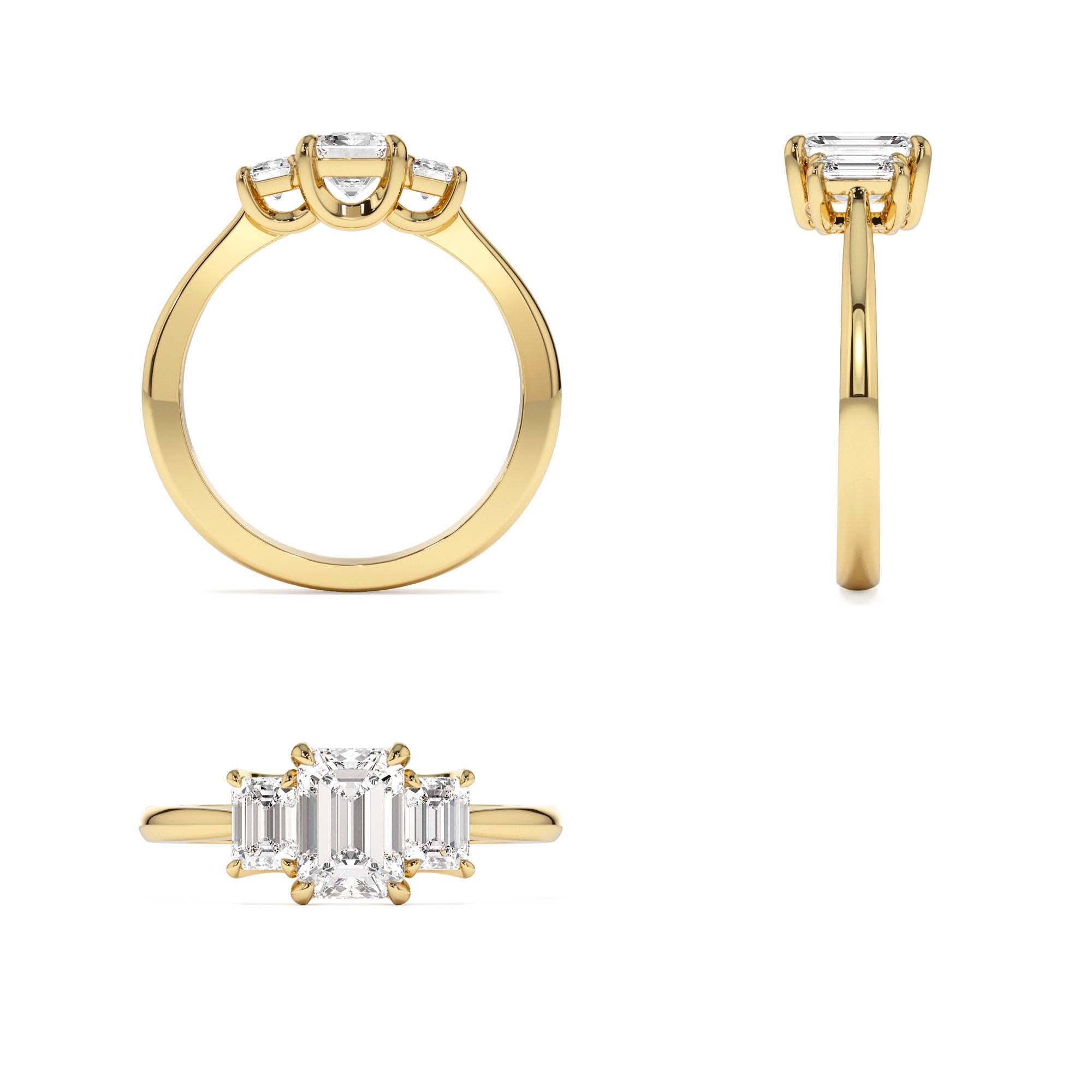 1.50 CTW 14K Emerald Cut Lab Grown Diamond Three Stone Engagement Ring - view 5