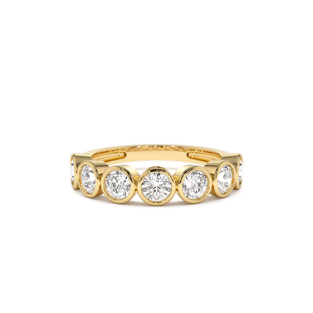 1.45 CTW 14K Bezel Setting Seven Stone Round Lab Grown Diamond Ring by Orlina Fine