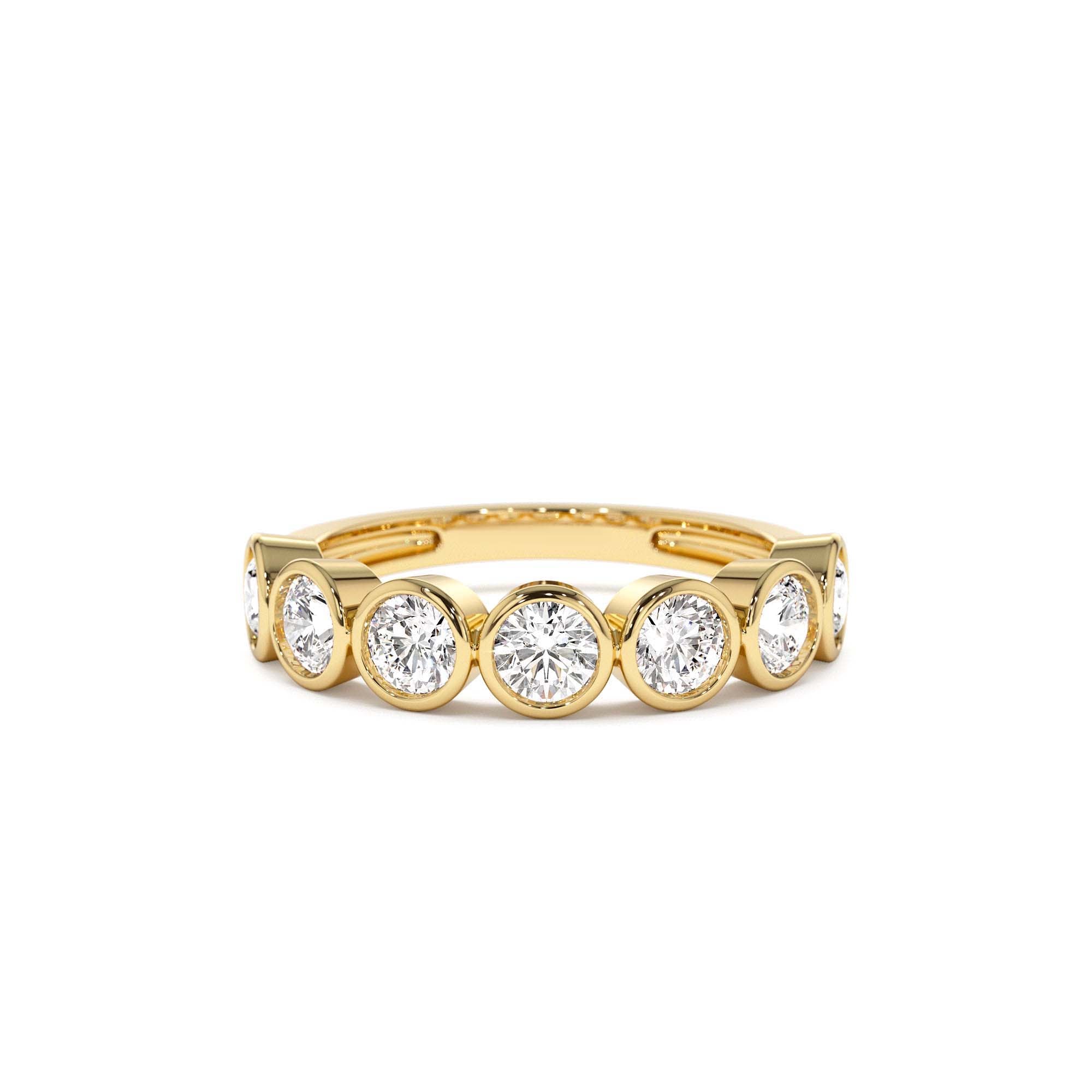 1.45 CTW 14K Bezel Setting Seven Stone Round Lab Grown Diamond Ring by Orlina Fine