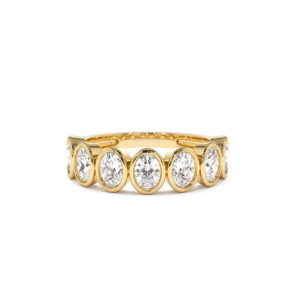 1.45 CTW 14K Bezel Setting Seven Stone Oval Shape Lab Grown Diamond Ring by Orlina Fine