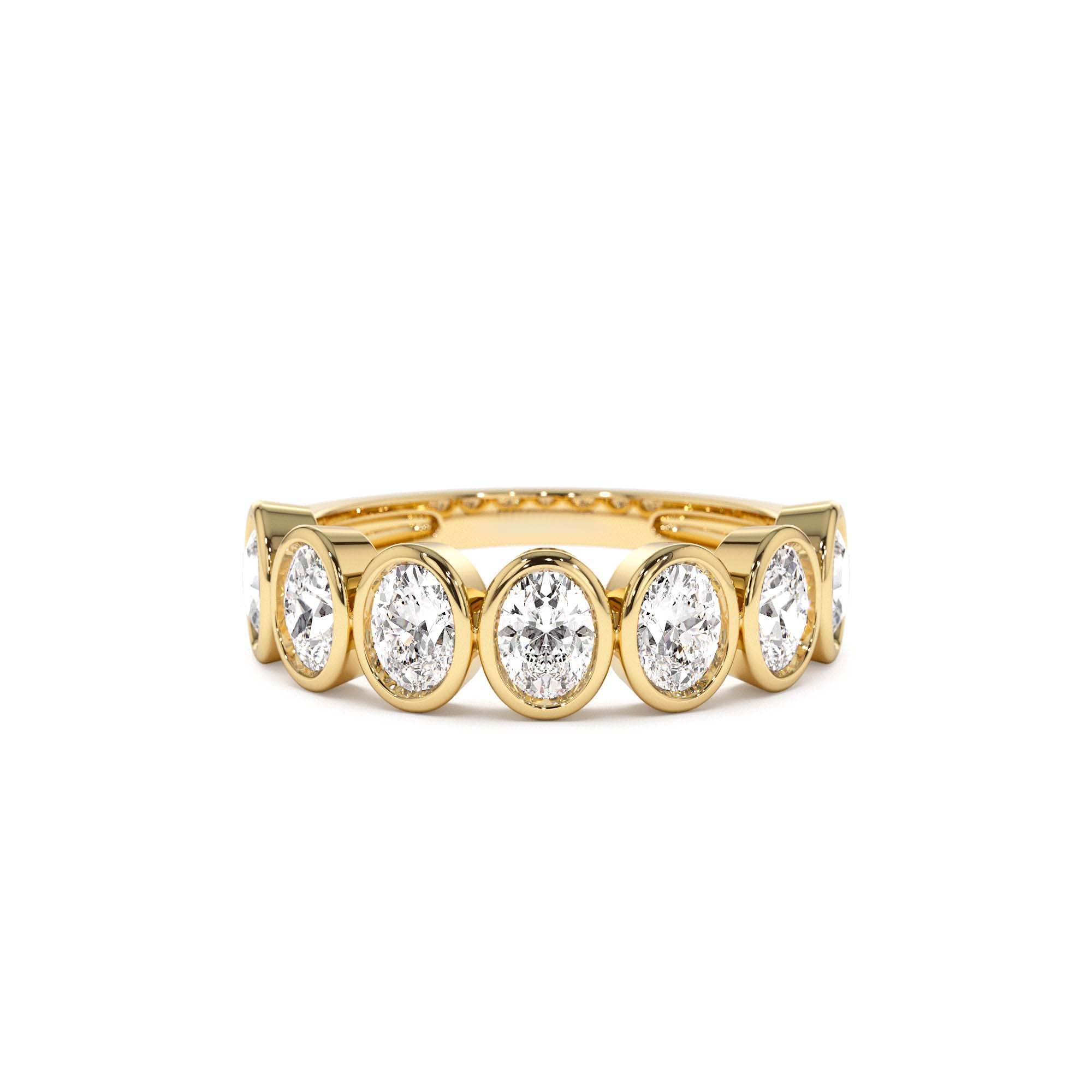 1.45 CTW 14K Bezel Setting Seven Stone Oval Shape Lab Grown Diamond Ring by Orlina Fine