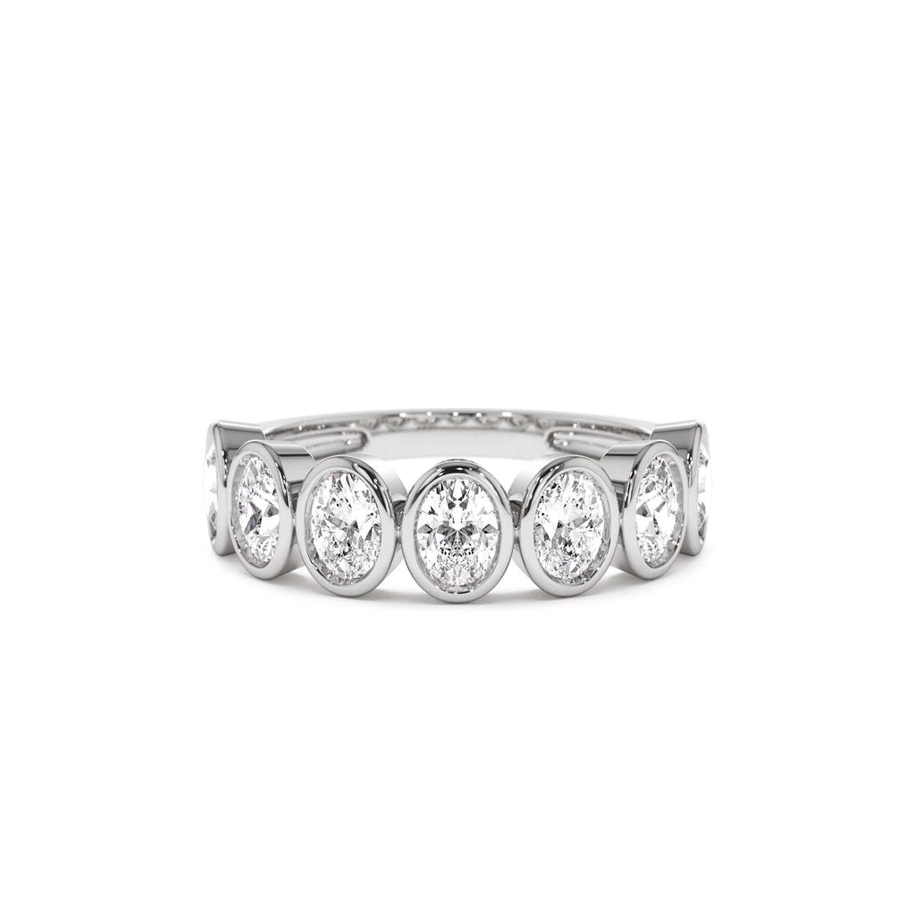1.45 CTW 14K Bezel Setting Seven Stone Oval Shape Lab Grown Diamond Ring - view 2