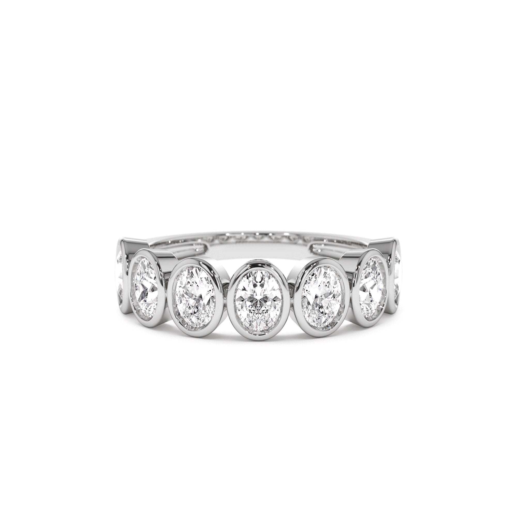 1.45 CTW 14K Bezel Setting Seven Stone Oval Shape Lab Grown Diamond Ring - view 2