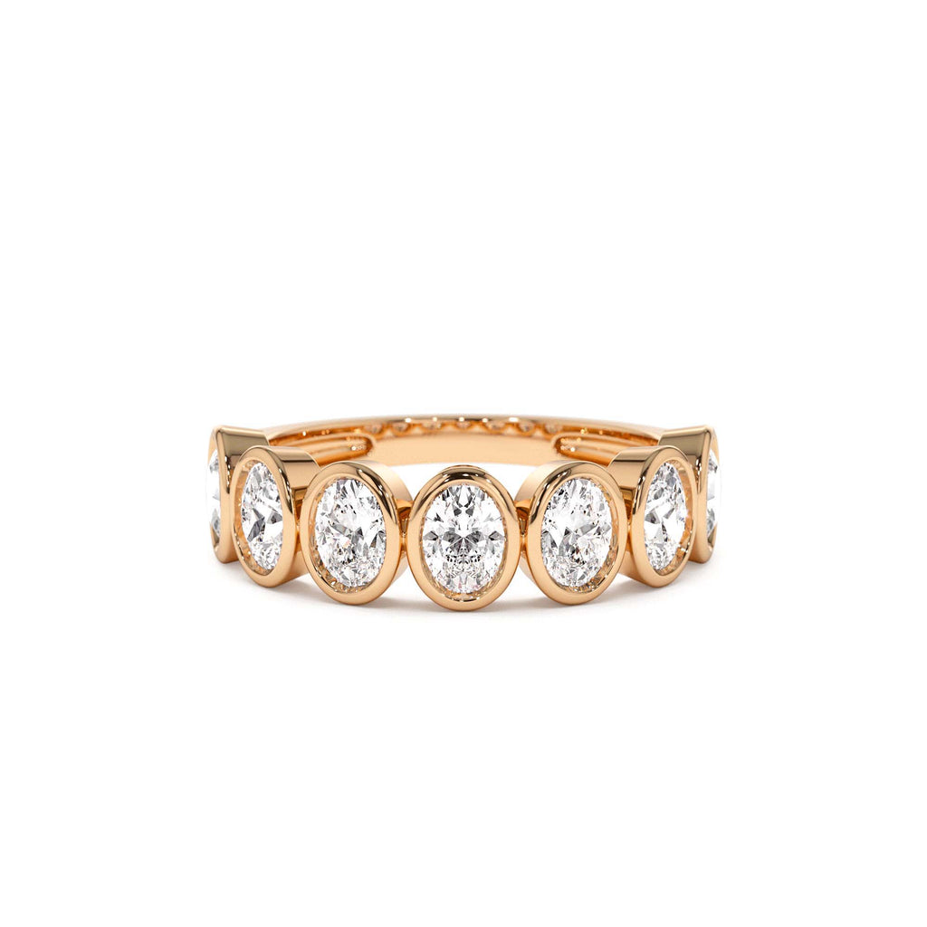 1.45 CTW 14K Bezel Setting Seven Stone Oval Shape Lab Grown Diamond Ring - view 3