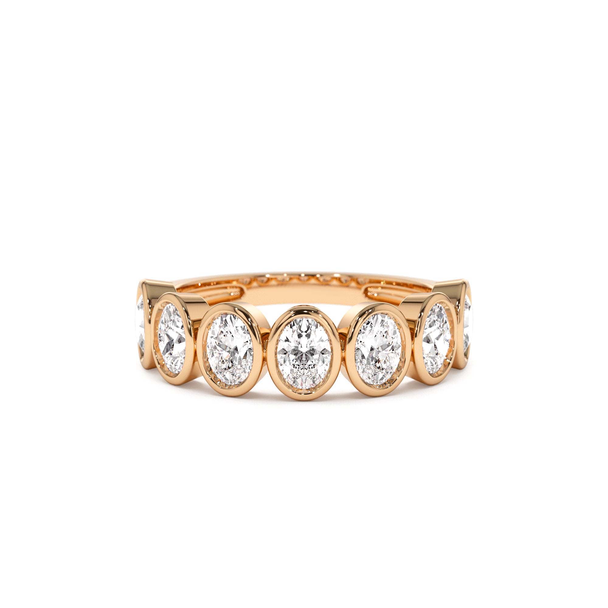 1.45 CTW 14K Bezel Setting Seven Stone Oval Shape Lab Grown Diamond Ring - view 3